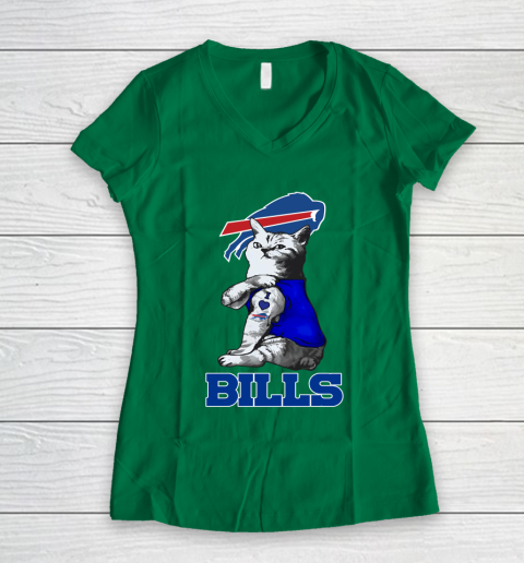 NFL Football My Cat Loves Buffalo Bills Women's V-Neck T-Shirt 3