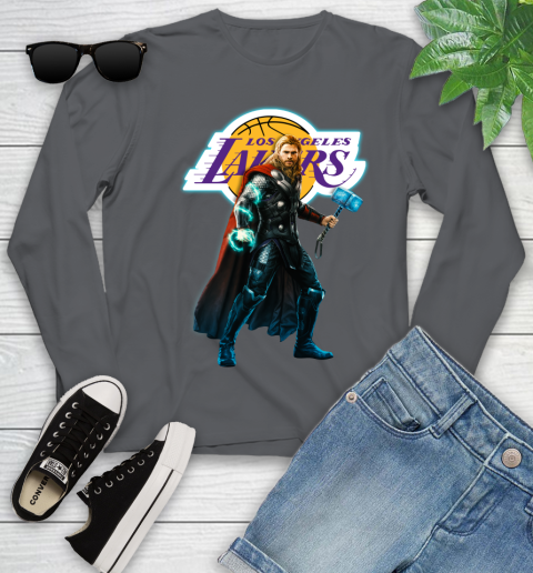 NBA Thor Avengers Endgame Basketball Los Angeles Lakers Youth Long Sleeve 8