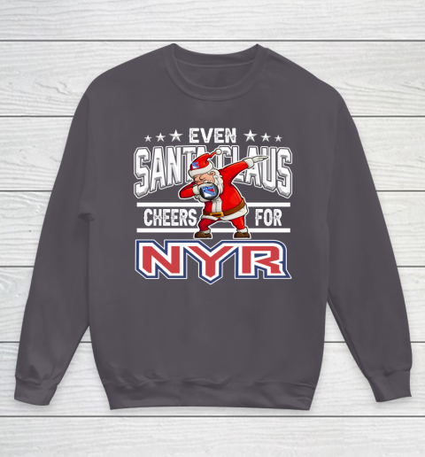 New York Rangers Even Santa Claus Cheers For Christmas NHL Youth Sweatshirt 5