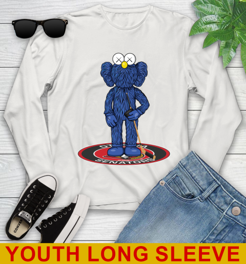 NHL Hockey Ottawa Senators Kaws Bff Blue Figure Shirt Youth Long Sleeve 12