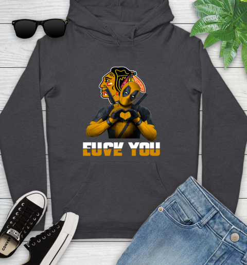 NHL Chicago Blackhawks Deadpool Love You Fuck You Hockey Sports Youth Hoodie 8