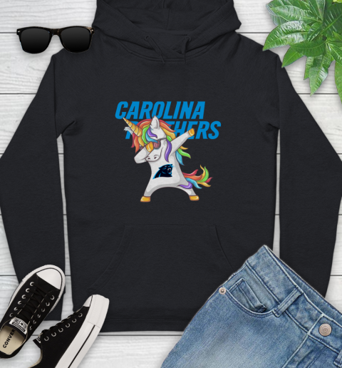 Carolina Panthers NFL Football Funny Unicorn Dabbing Sports Youth Hoodie 2