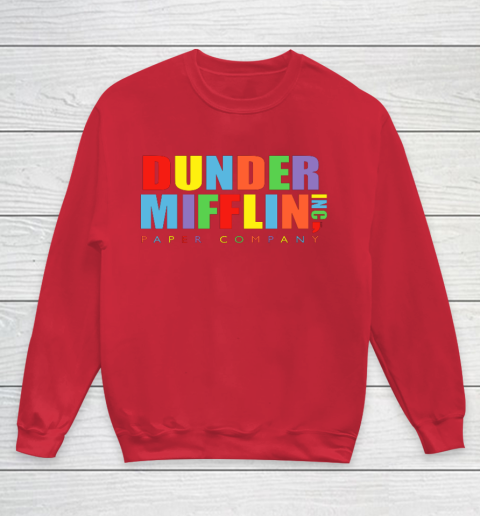 The Office Dunder Mifflin Rainbow Letters Youth Sweatshirt 7
