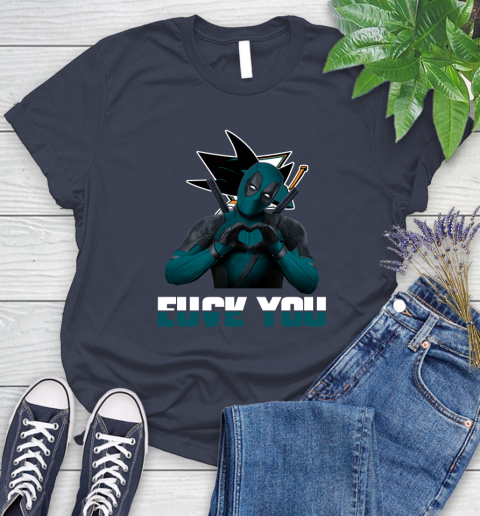NHL San Jose Sharks Deadpool Love You Fuck You Hockey Sports Women's T-Shirt 14
