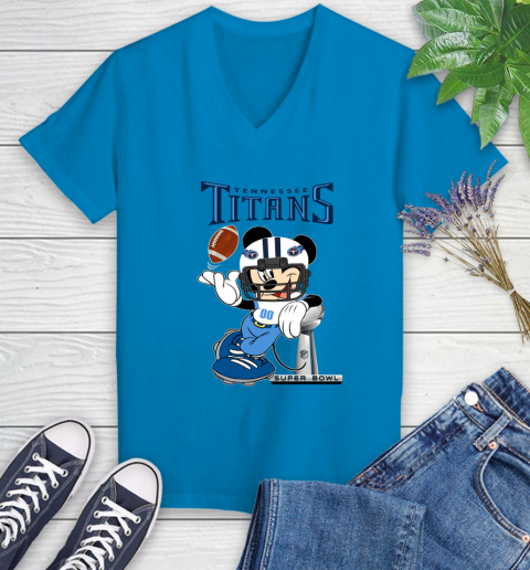 NFL Tennessee Titans Mickey Mouse Disney Super Bowl Football T Shirt Women's V-Neck T-Shirt 7