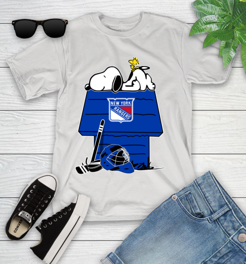New York Rangers NHL Hockey Snoopy Woodstock The Peanuts Movie Youth T-Shirt