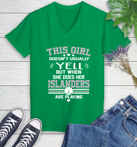 New York Islanders NHL Hockey I Yell When My Team Is Playing Women's V-Neck T-Shirt 5