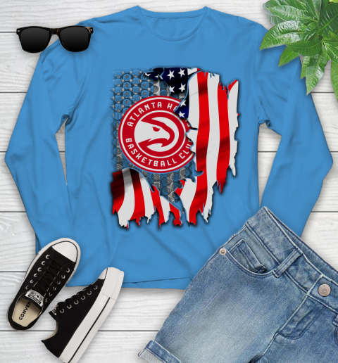 Atlanta Hawks NBA Basketball American Flag Youth Long Sleeve 8