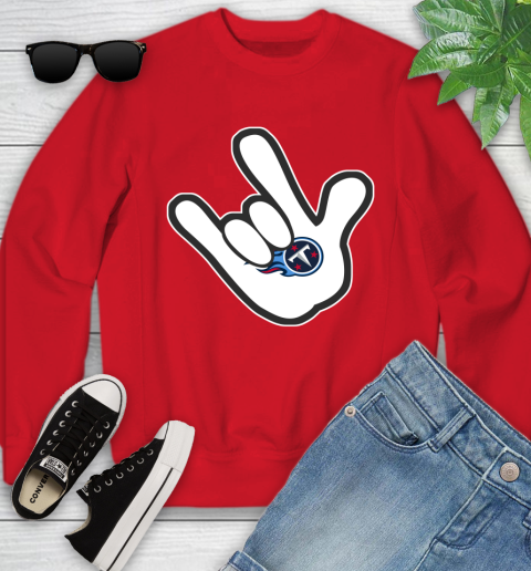 Tennessee Titans NFL Football Mickey Rock Hand Disney Youth Sweatshirt 9