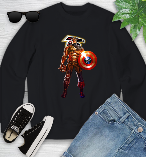 NFL Captain America Marvel Avengers Endgame Football Sports Atlanta Falcons Youth Sweatshirt 2