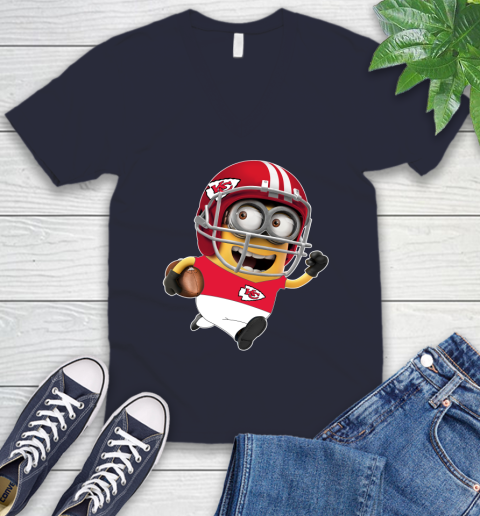 NFL Kansas City Chiefs Minions Disney Football Sports V-Neck T-Shirt 3