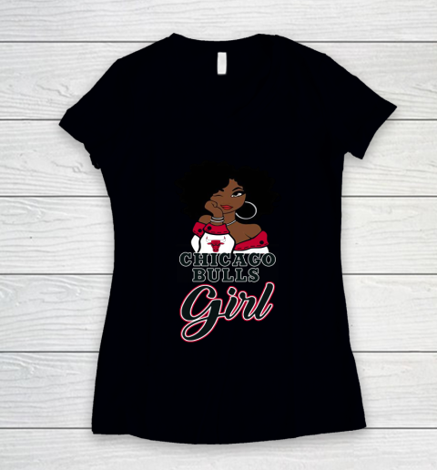 Chicago Bulls Girl NBA Women's V-Neck T-Shirt