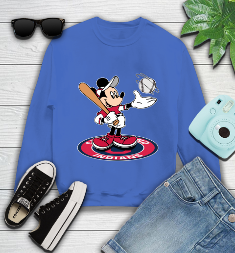 MLB Baseball Cleveland Indians Cheerful Mickey Disney Shirt Youth Sweatshirt 7