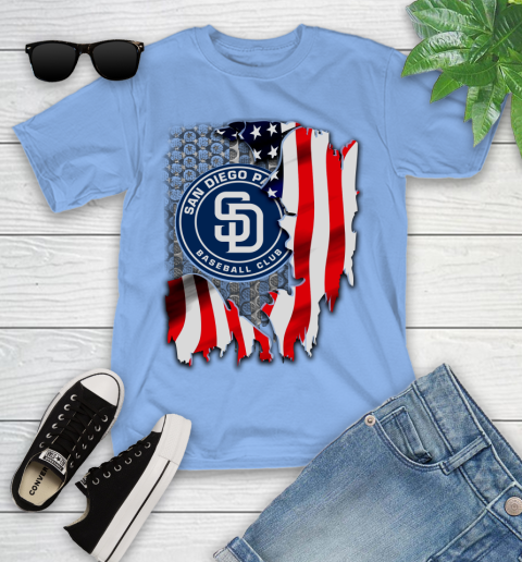 San Diego Padres MLB Baseball American Flag Youth T-Shirt 15