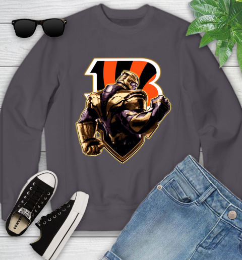 NFL Thanos Avengers Endgame Football Sports Cincinnati Bengals Youth Sweatshirt 6