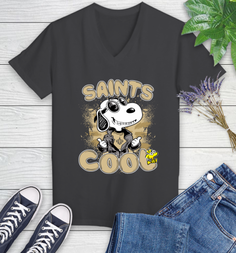 NFL Football New Orleans Saints Cool Snoopy Shirt Women's V-Neck T-Shirt 6