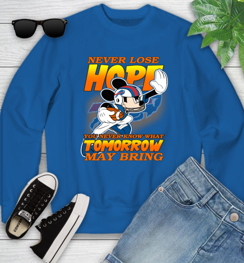 Buffalo Bills NFL Football Mickey Disney Never Lose Hope (1) Youth Sweatshirt 7