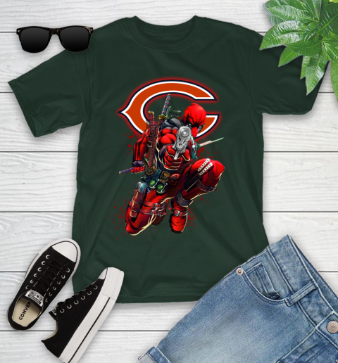 NFL Deadpool Marvel Comics Sports Football Chicago Bears Youth T-Shirt 5