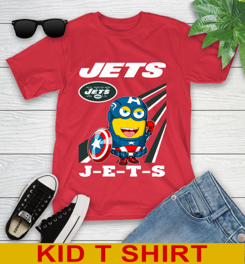 NFL Football New York Jets Captain America Marvel Avengers Minion Shirt Youth T-Shirt 12 NFL Football New York Jets Captain America Marvel Avengers Minion Shirt Youth T-Shirt - Image 12