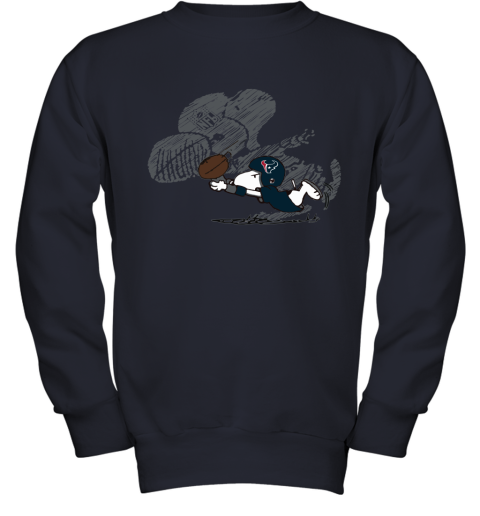 Houston Texans Snoopy Plays The Football Game Youth Sweatshirt