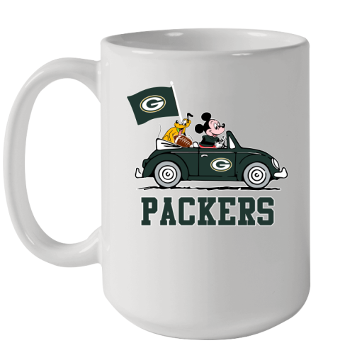 NFL Football Green Bay Packers Pluto Mickey Driving Disney Shirt Ceramic Mug 15oz