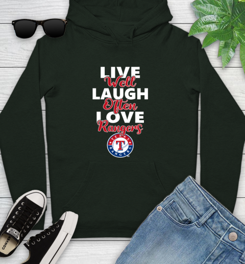 MLB Baseball Texas Rangers Live Well Laugh Often Love Shirt Youth Hoodie 12