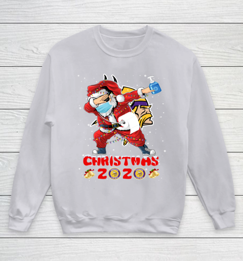 Minnesota Vikings Funny Santa Claus Dabbing Christmas 2020 NFL Youth Sweatshirt 3