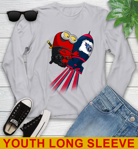 NFL Football Tennessee Titans Deadpool Minion Marvel Shirt Youth Long Sleeve 5
