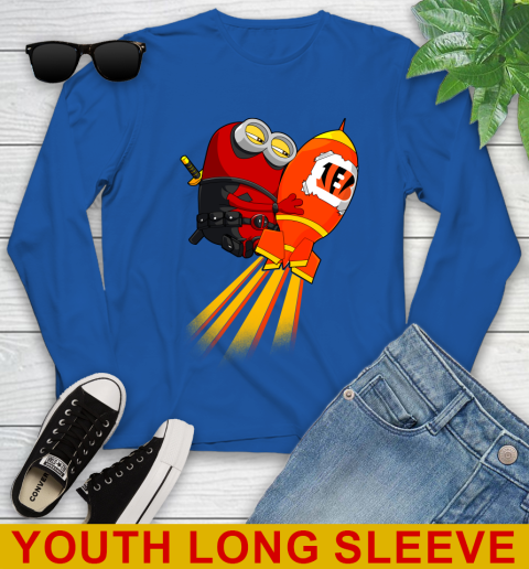 NFL Football Cincinnati Bengals Deadpool Minion Marvel Shirt Youth Long Sleeve 10