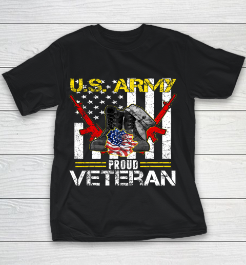 Veteran Shirt U S Army Proud Veteran With American Flag Gifts Veteran Day Youth T-Shirt