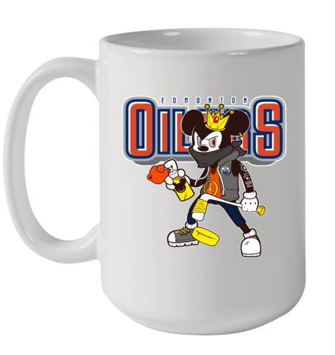 Edmonton Oilers NHL Hockey Mickey Peace Sign Sports Ceramic Mug 15oz