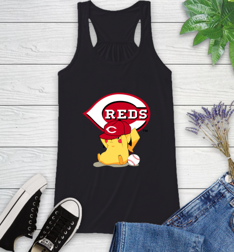 MLB Pikachu Baseball Sports Cincinnati Reds Racerback Tank 2