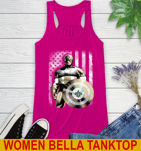 New Orleans Saints NFL Football Captain America Marvel Avengers American Flag Shirt Racerback Tank 6