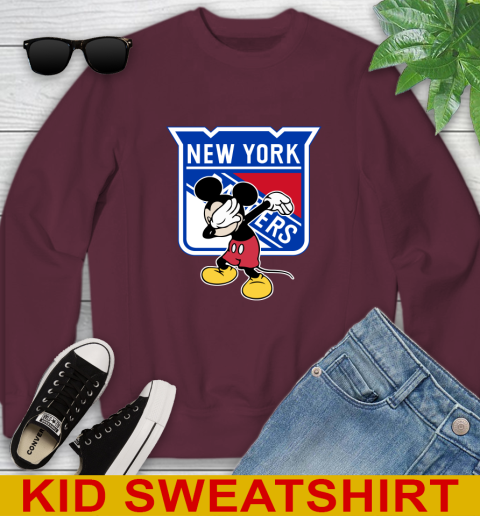 New York Rangers NHL Hockey Dabbing Mickey Disney Sports Youth Sweatshirt 5
