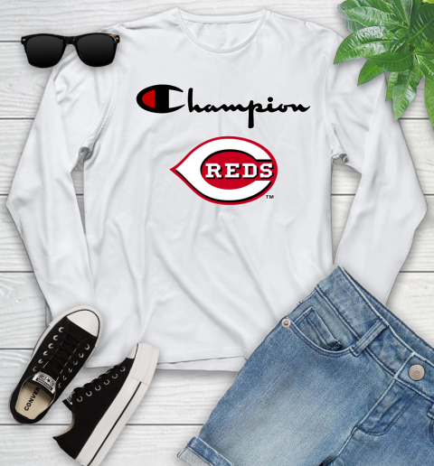 MLB Baseball Cincinnati Reds Champion Shirt Youth Long Sleeve