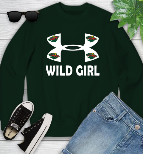 NHL Minnesota Wild Girl Under Armour Hockey Sports Youth Sweatshirt 9