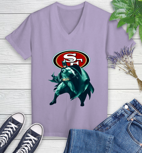 NFL Batman Football Sports San Francisco 49ers Women's V-Neck T-Shirt 14