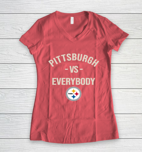Pittsburgh Steelers Vs Everybody Women's V-Neck T-Shirt 4