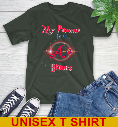 MLB Baseball Harry Potter My Patronus Is A Atlanta Braves T-Shirt - Image 7