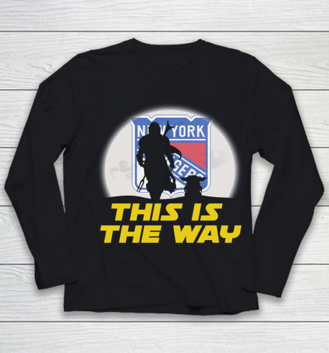 New York Rangers NHL Ice Hockey Star Wars Yoda And Mandalorian This Is The Way Youth Long Sleeve