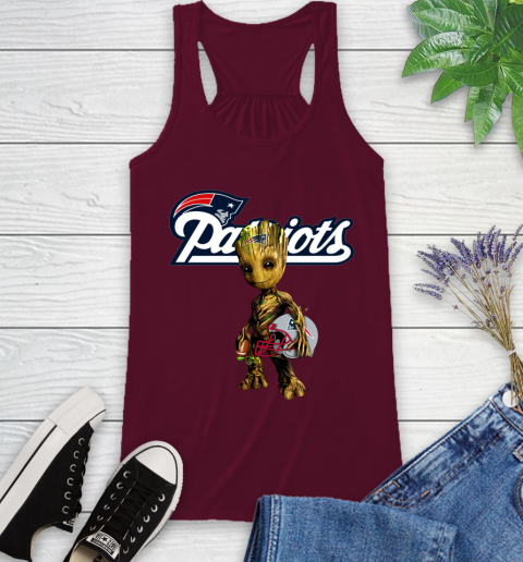 New England Patriots NFL Football Groot Marvel Guardians Of The Galaxy Racerback Tank 3