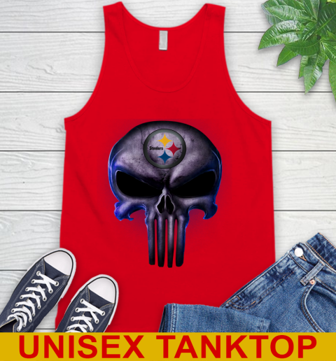 Pittsburgh Steelers NFL Football Punisher Skull Sports Tank Top 5