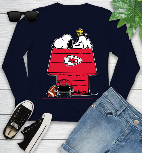 Kansas City Chiefs NFL Football Snoopy Woodstock The Peanuts Movie Youth Long Sleeve 3