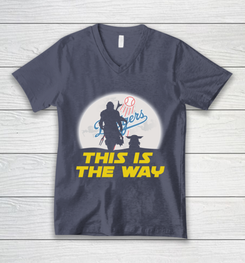 Los Angeles Dodgers MLB Baseball Star Wars Yoda And Mandalorian This Is The Way V-Neck T-Shirt 7