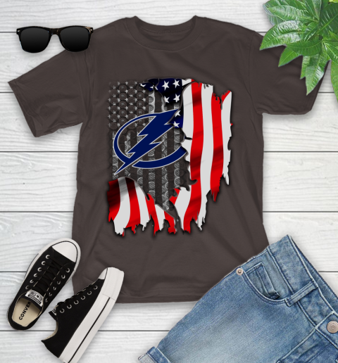 Tampa Bay Lightning NHL Hockey American Flag Youth T-Shirt 7