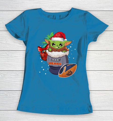 Chicago Bears Christmas Baby Yoda Star Wars Funny Happy NFL Women's T-Shirt 7