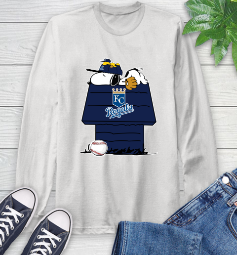 MLB Kansas City Royals Snoopy Woodstock The Peanuts Movie Baseball T Shirt Long Sleeve T-Shirt