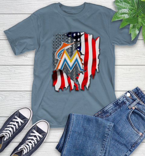 Miami Marlins MLB Baseball American Flag T-Shirt 8