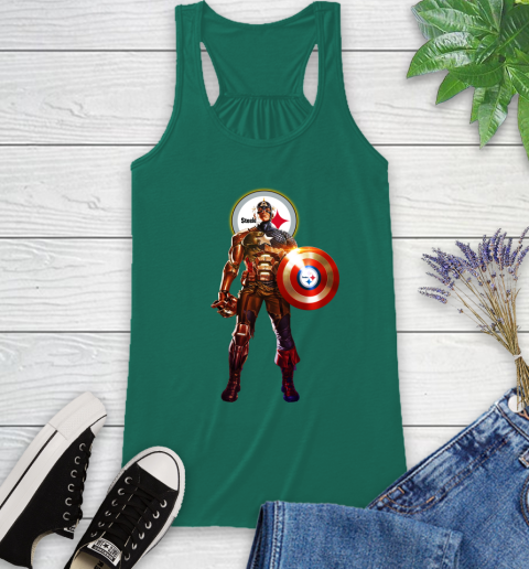 NFL Captain America Marvel Avengers Endgame Football Sports Pittsburgh Steelers Racerback Tank 7
