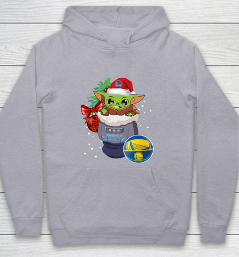 Golden State Warriors Christmas Baby Yoda Star Wars Funny Happy NBA Youth Hoodie 5